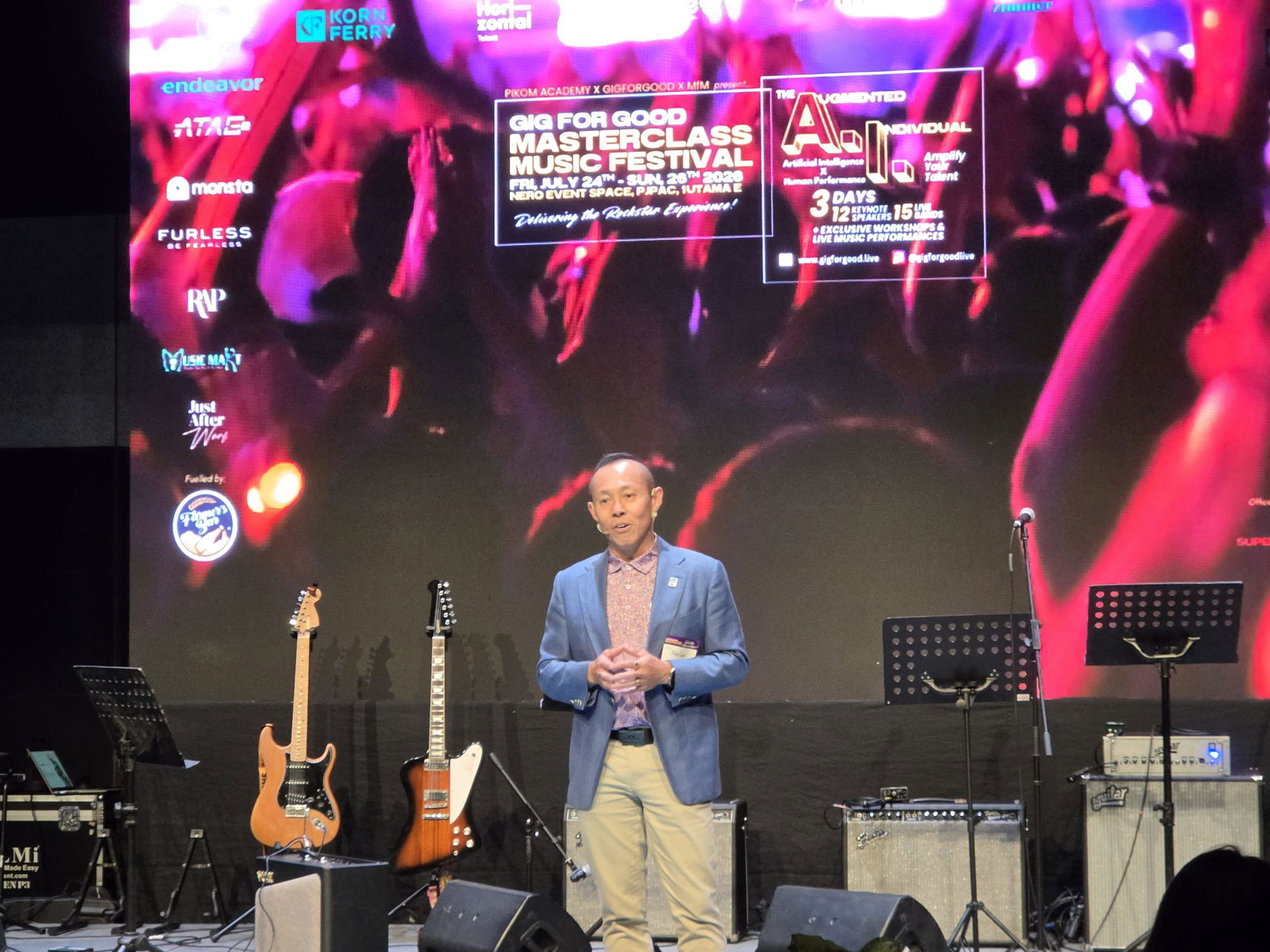 1 - PIKOM deputy chairman Alex Loh delivering the opening speech at the The Gig For Good Masterclass Music Festival 2026, organised by Pikom Academy.