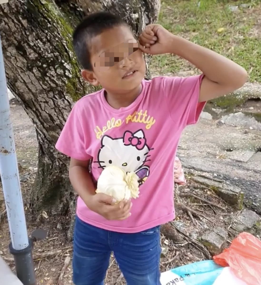 10yo M'sian boy spends Hari Raya by selling vegetables at TTDI alone 01