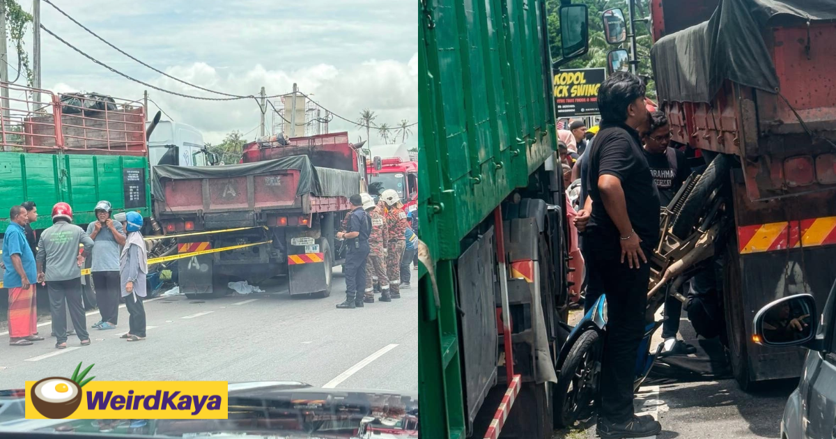 12yo Boy With No Helmet & Driving Licence Crushed Between 2 Lorries In Kedah | WeirdKaya