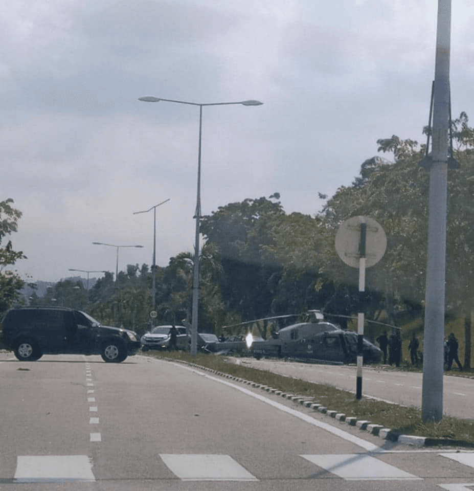 Royal Malaysian Navy's combat helicopter makes an emergency landing in Lumut