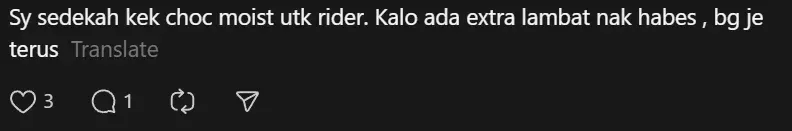Comment on refreshment for rider ( )