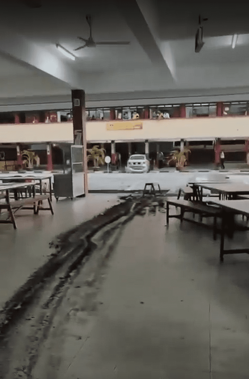 wk car crash into school canteen