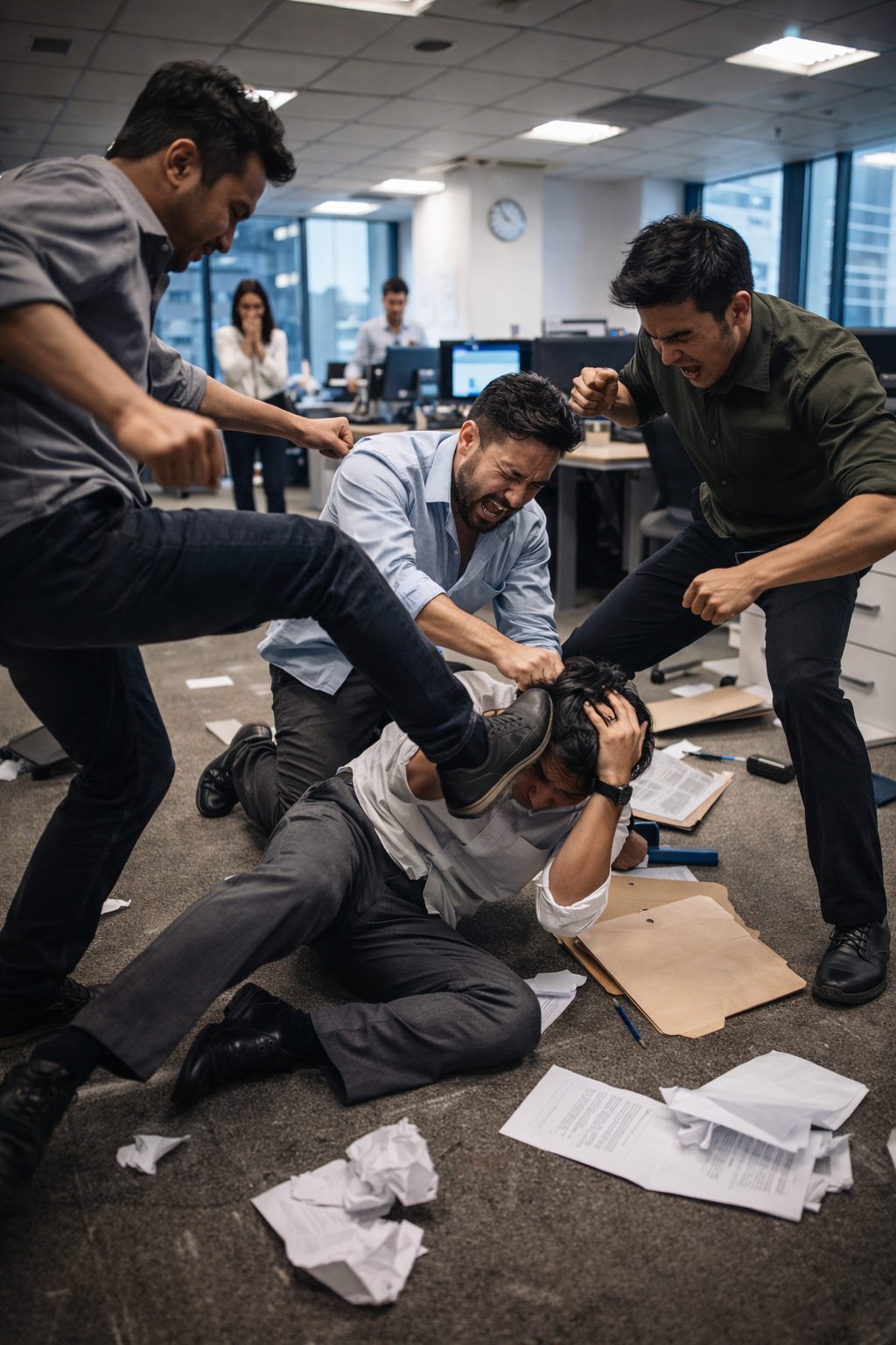 wk office confrontation in progress