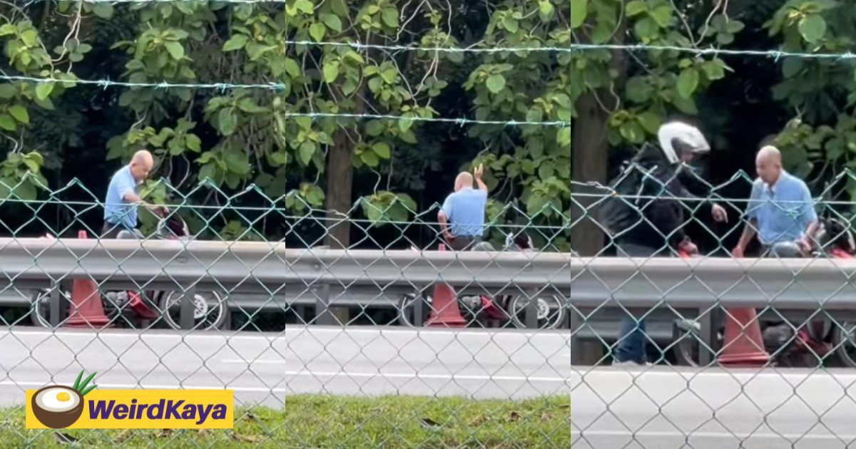 wk elderly m’sian man stranded on plus highway after motorcycle runs out of petrol, rider stops to help