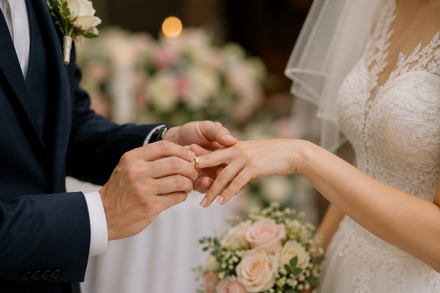 wk exchanging vows and rings in love