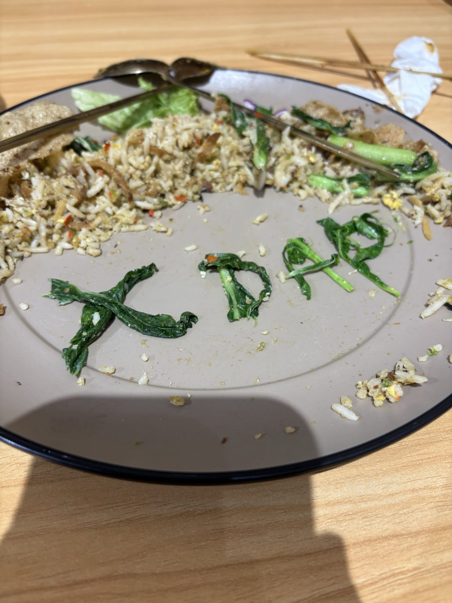 wk m’sian diner leaves “x dap” on plate after bad meal, says it was meant to mean “not tasty”.