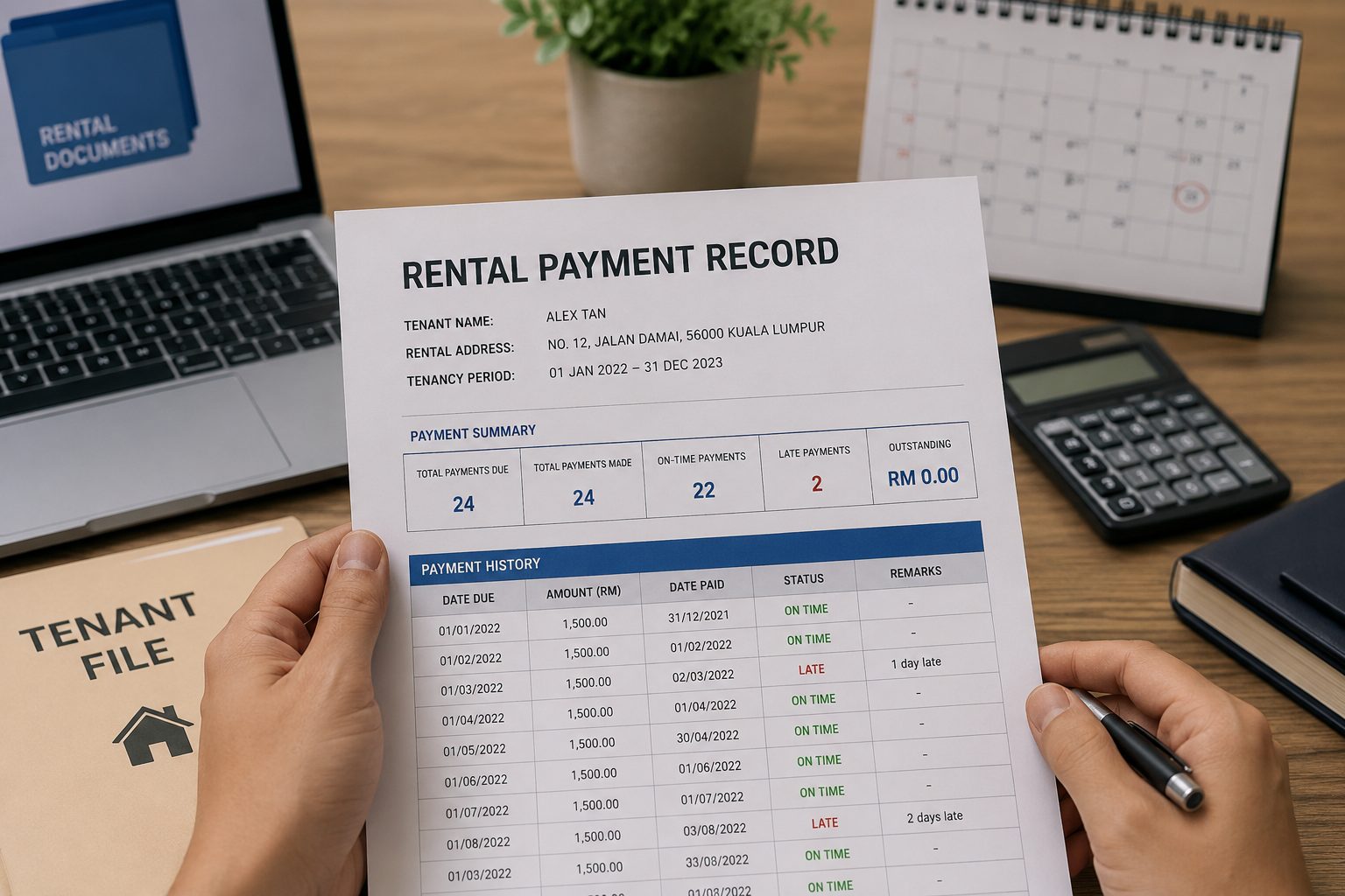 wk organizing rental payment records