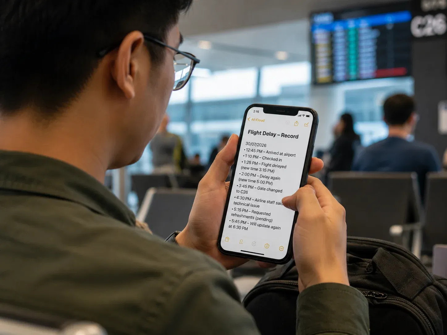  wk flight delay notes at gate c 
