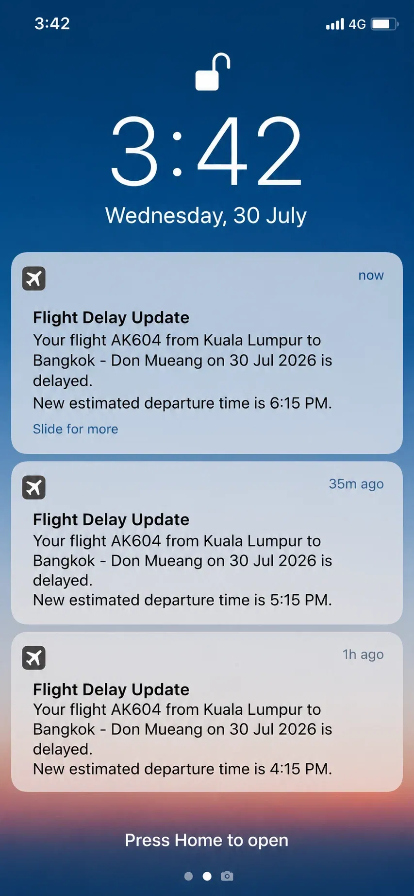  wk flight delay notifications on iphone 