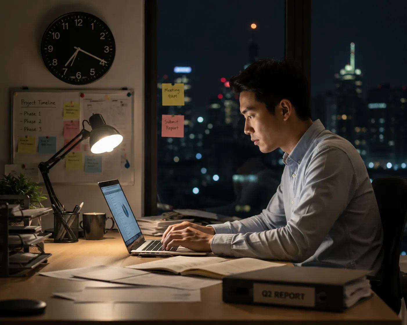 wk late night office work session