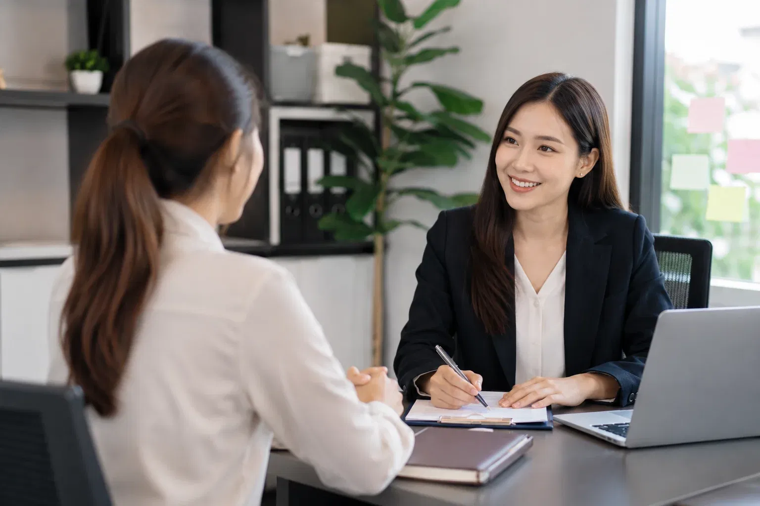  wk professional interview setting in bright office 