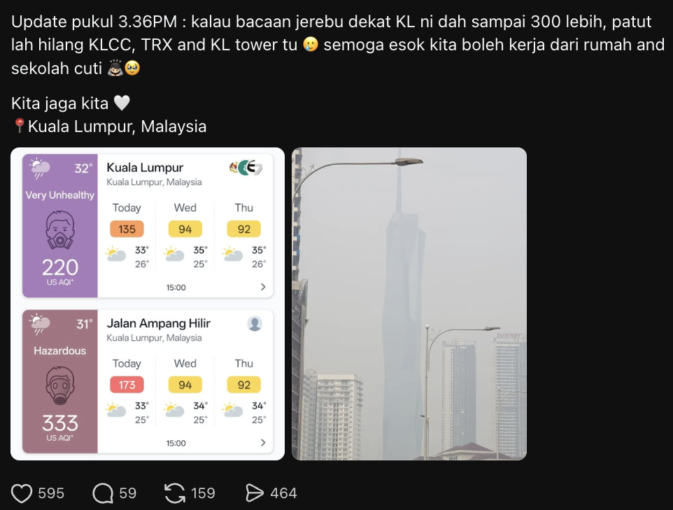 Klang Valley Turns Grey As Haze Goes On ‘Another Level’ Today