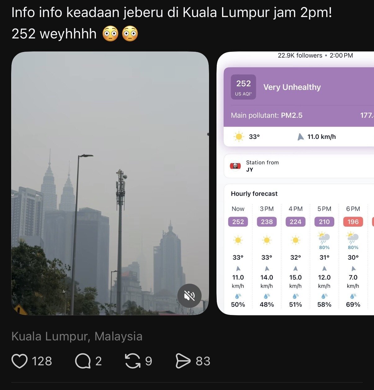 Klang Valley Turns Grey As Haze Goes On ‘Another Level’ Today