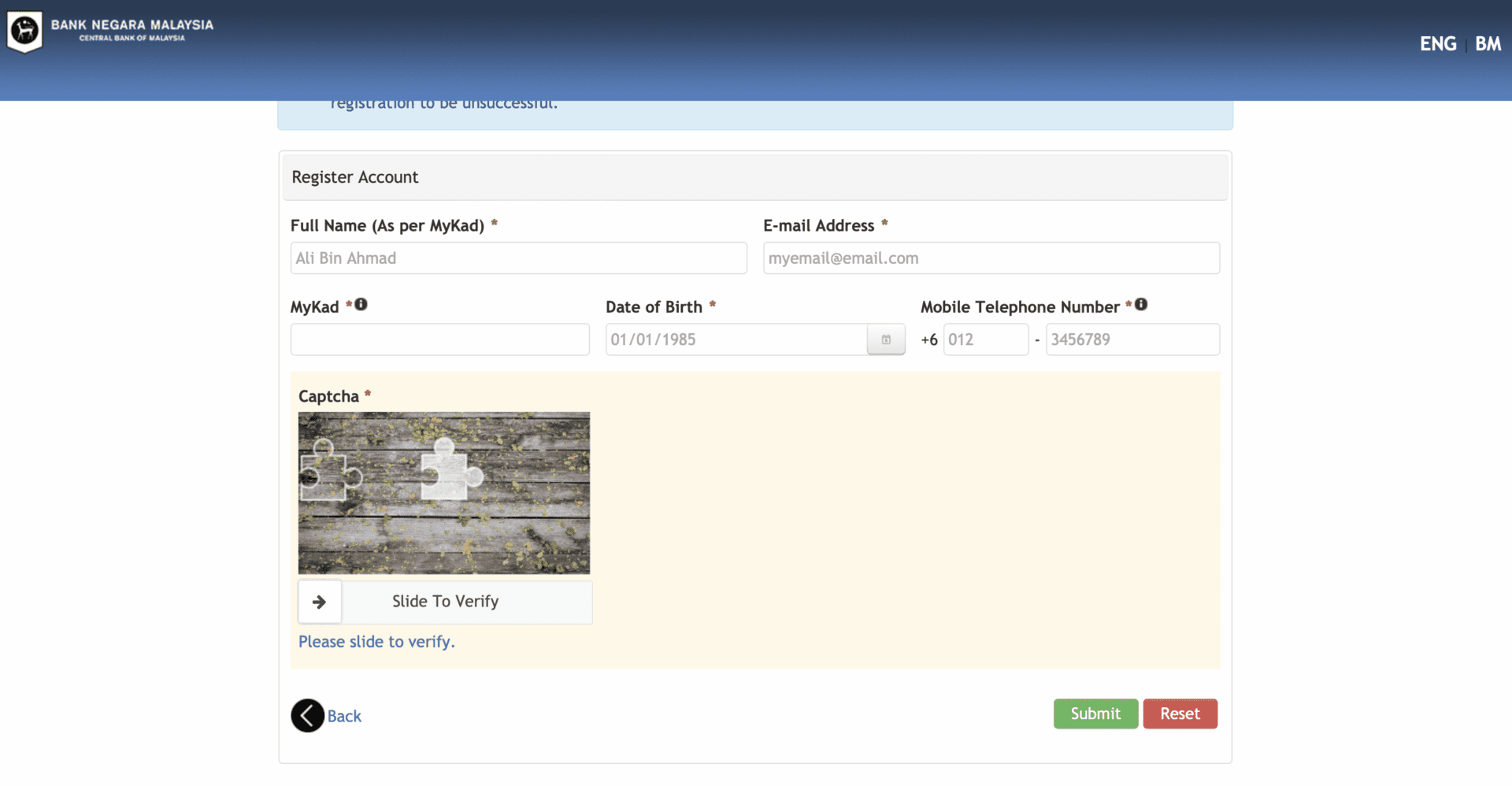 3. Registration page of eCCRIS 2