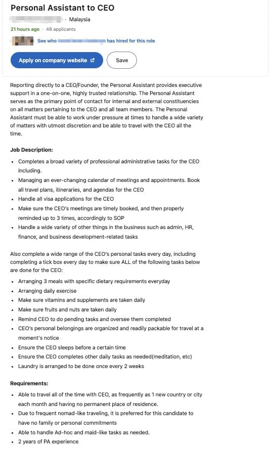 "Is This For A Personal Assistant Or Nanny?" — M'sians Amused By LinkedIn Job Posting
