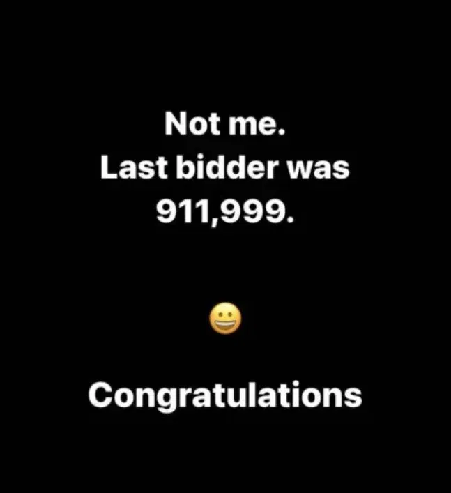 A screenshot of the woman who lost the bid of FF9 number plate.
