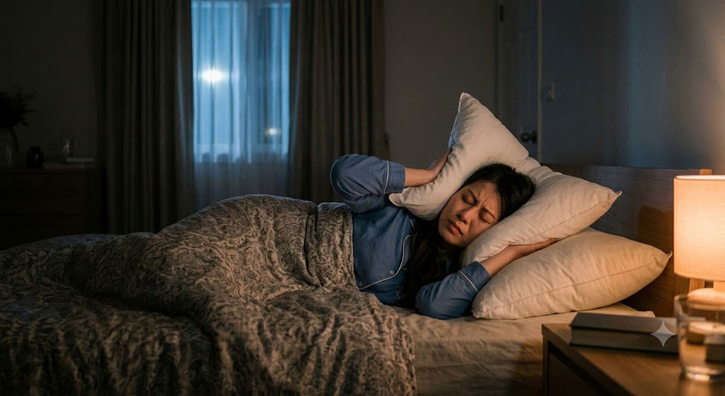 AI image of woman trying to sleep