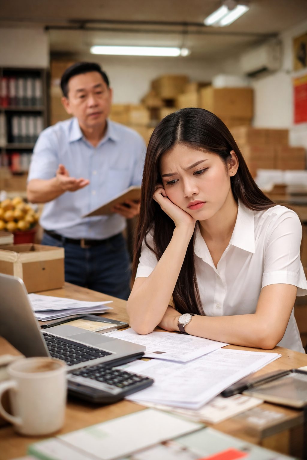 AI image of woman upset with dad