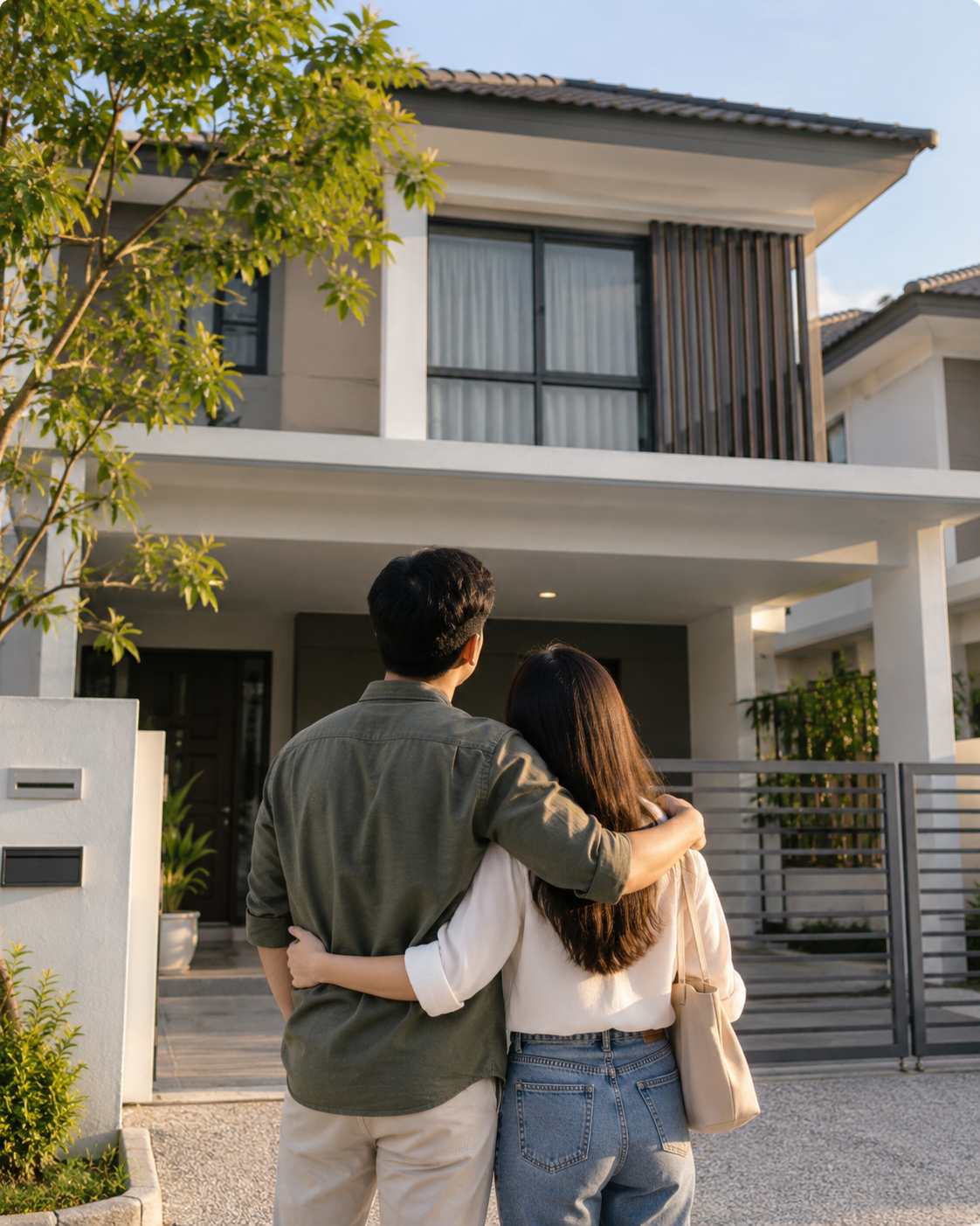 Couple Admiring Their Modern Dream Home