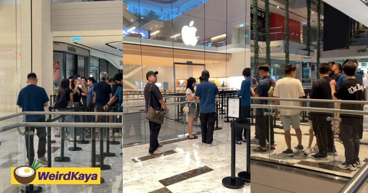 Crowd Gathers At Apple Store TRX As Early As 6am For iPhone Duo Launch | WeirdKaya
