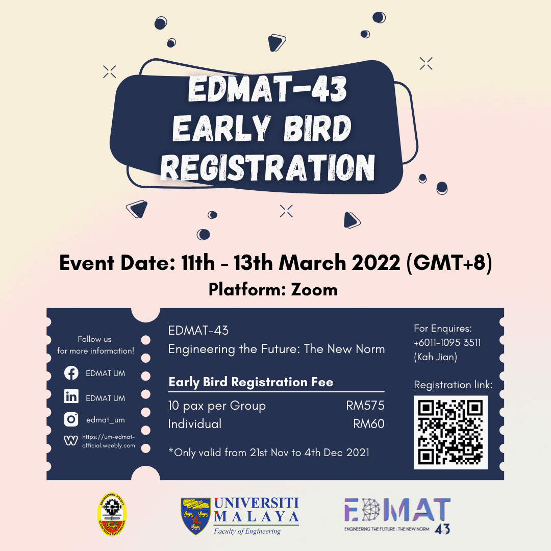 EDMAT-43 Early Bird Registration