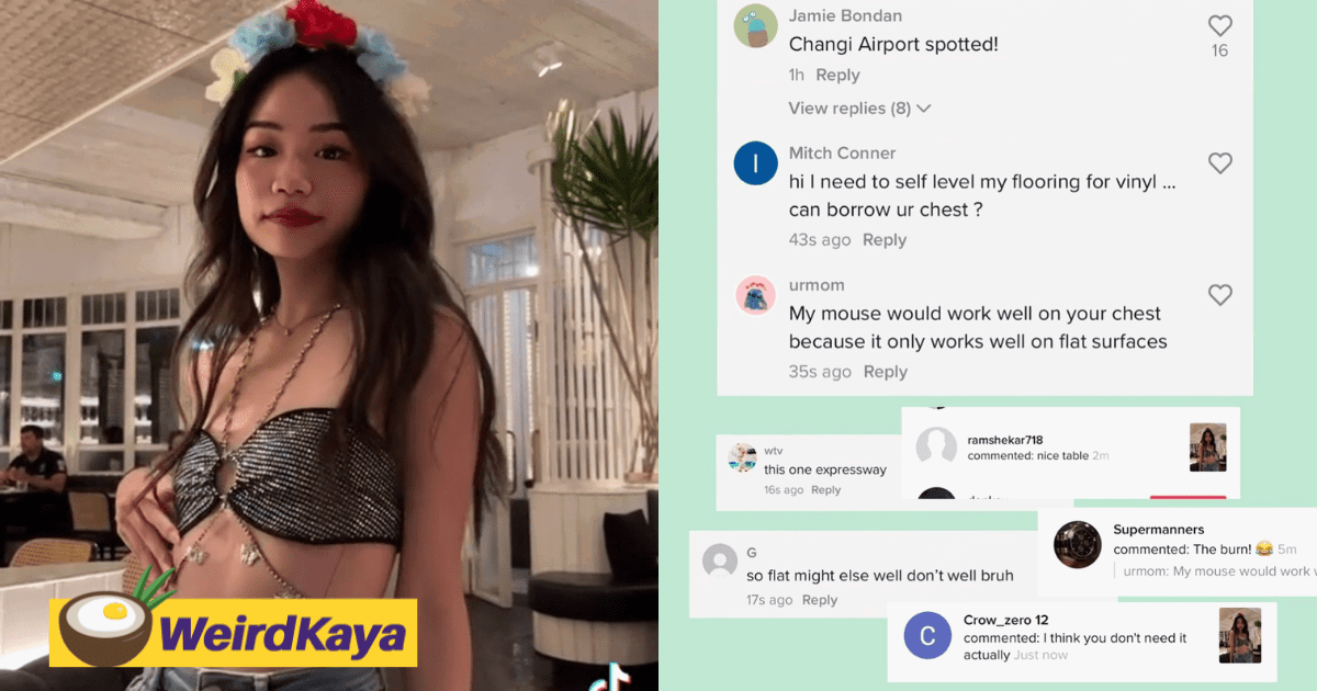 SG influencer hits back at netizens who mocked and called her flat chest as the "Changi Airport"