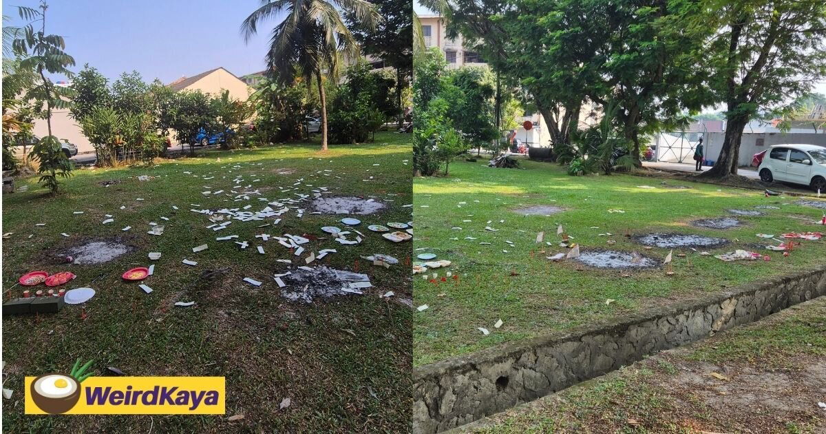 M’sian Netizens Call For More Responsible Cleanup After Religious Offerings Burnt In Public | WeirdKaya