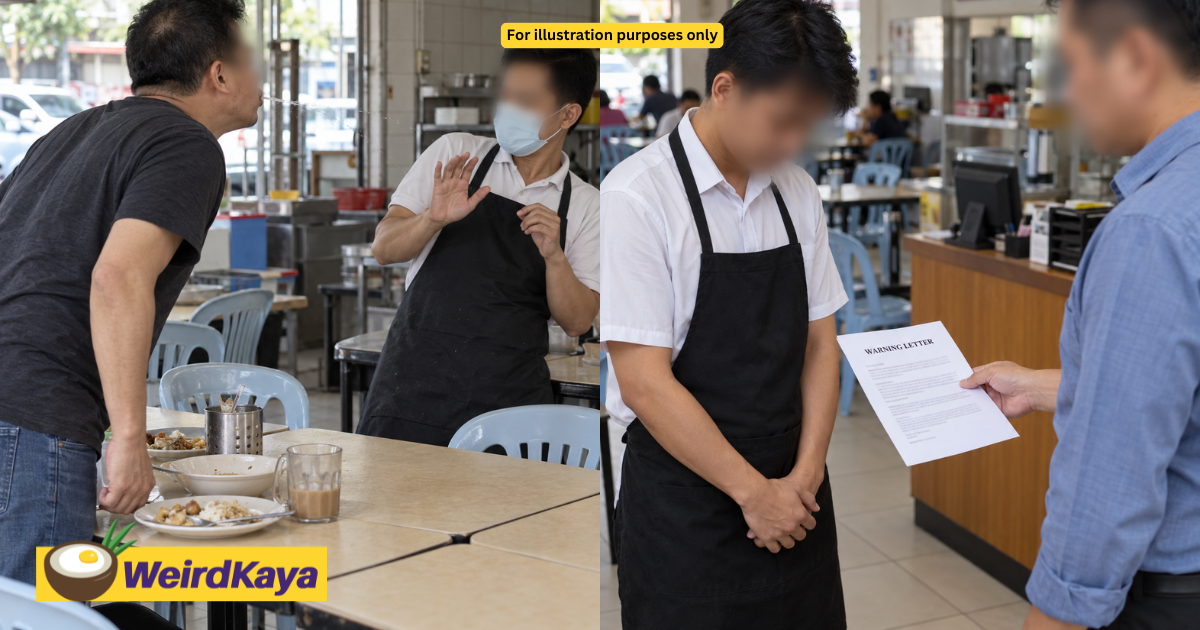 M’sian Restaurant Worker Claims Customer Spat At Him, But He Got A Warning Letter For Talking Back | WeirdKaya