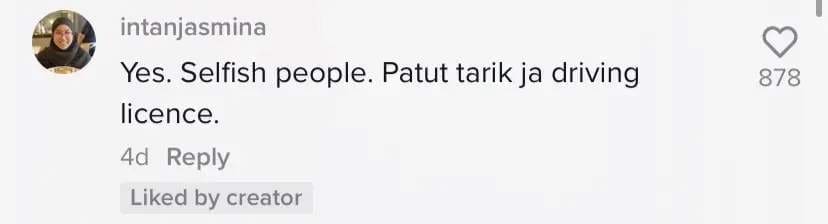 Comments under Nadia post over the Proton Wira's driver attitude
