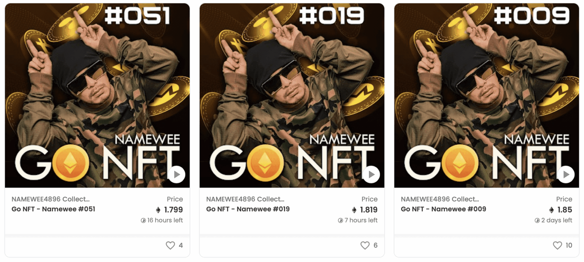 Some NFT works posted by Namewee on Openseas