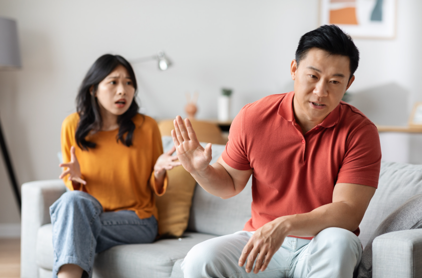 asian couple having a fight
