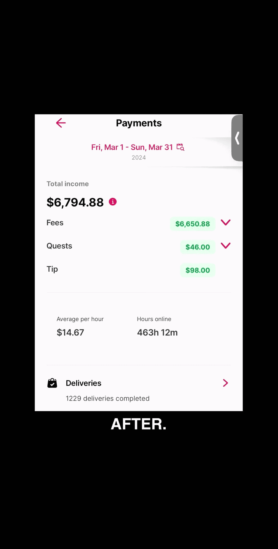 Bryan's earnings in Mar