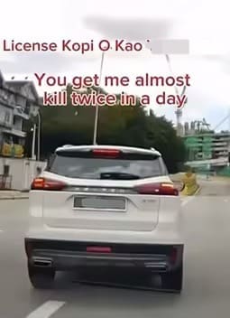 Car plate number of reckless SUV driver