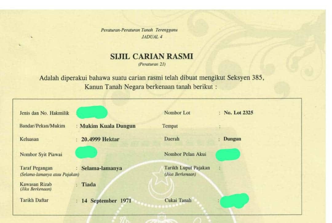 Details of island for sale in Dungun