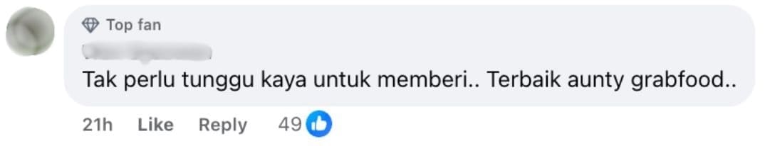 don't need to be rich to give - GrabFood Rider Auntie duit raya