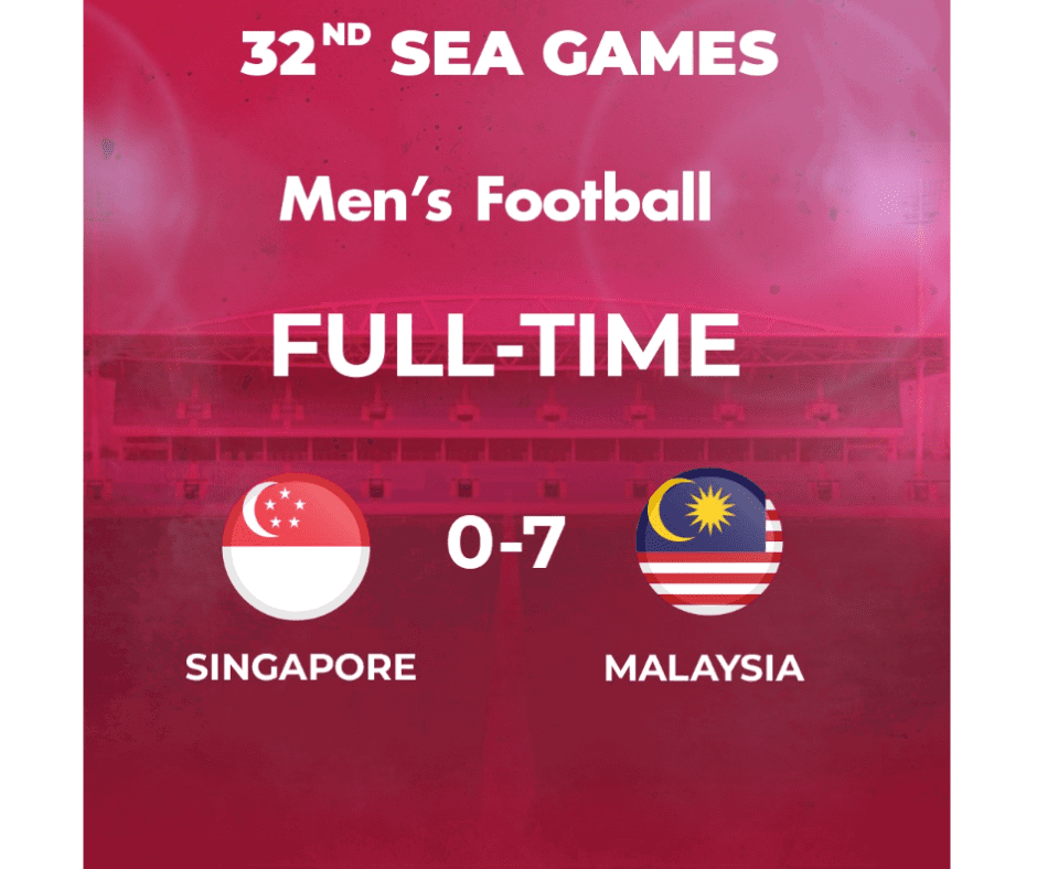 Singaporean Football Team Gets Trashed 0-7 By Malaysia In Final SEA Games 2023 Match