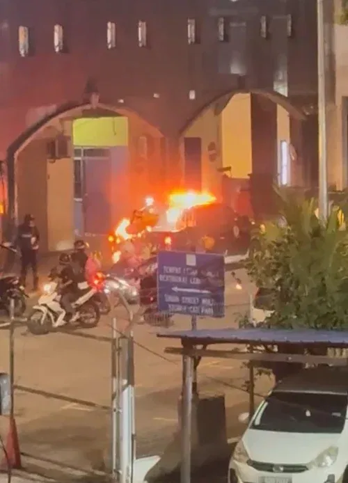 Fire engulf turck