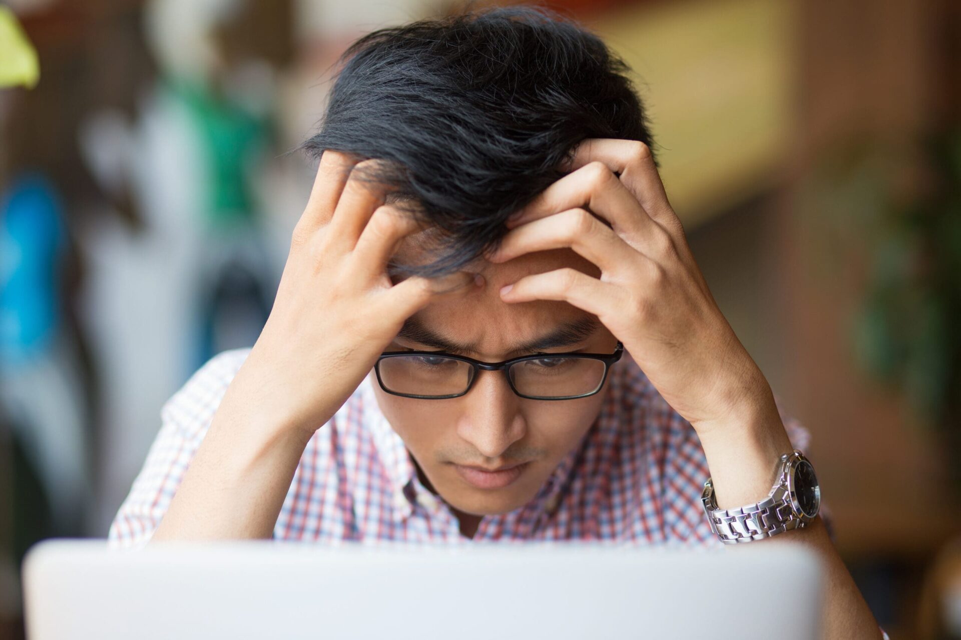 Chinese man frustrated because of work stress