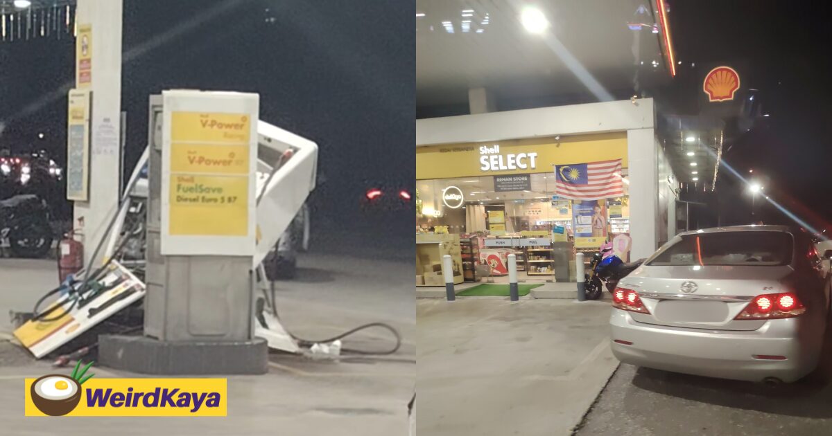 Driver Of SG-Registered Car Drives Off With Fuel Nozzle Still Attached, Severely Damages Johor Fuel Pump