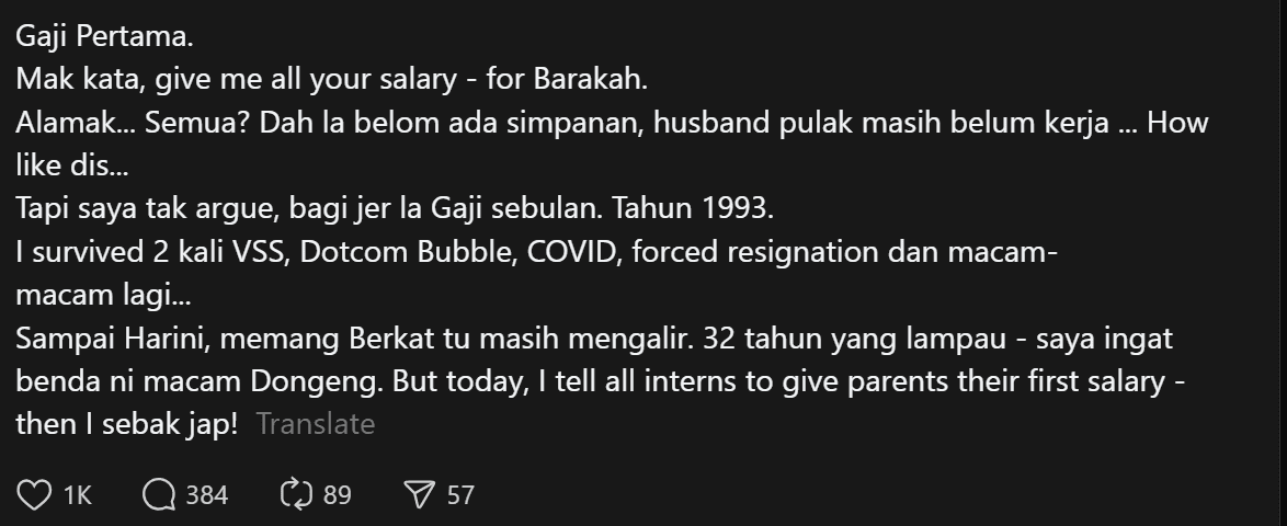 Giving out first salary