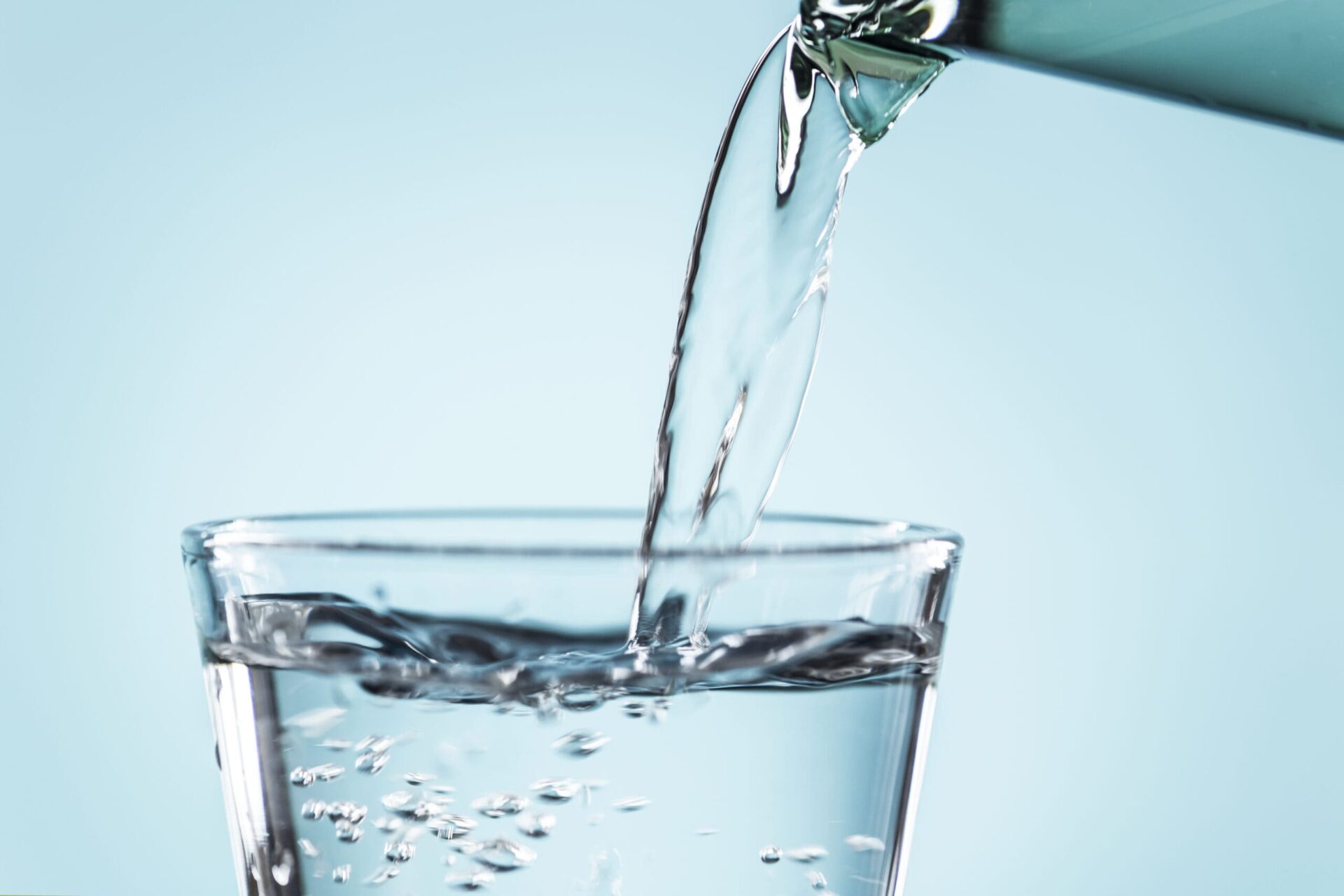 water poured on a glass