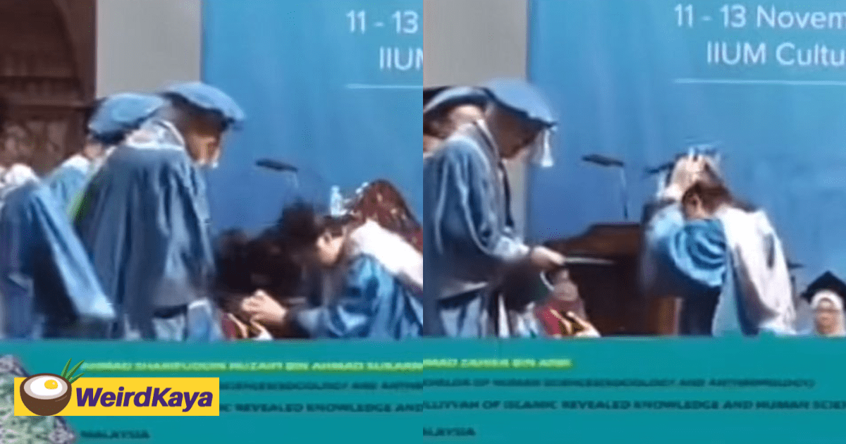 Graduate falls over cover