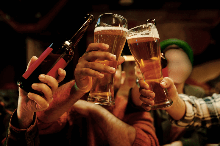Group drinking alcohol