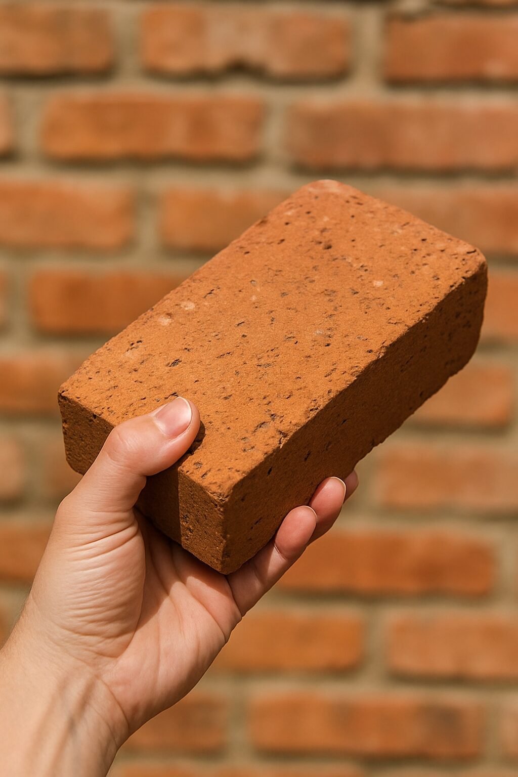 Hand holding a brick