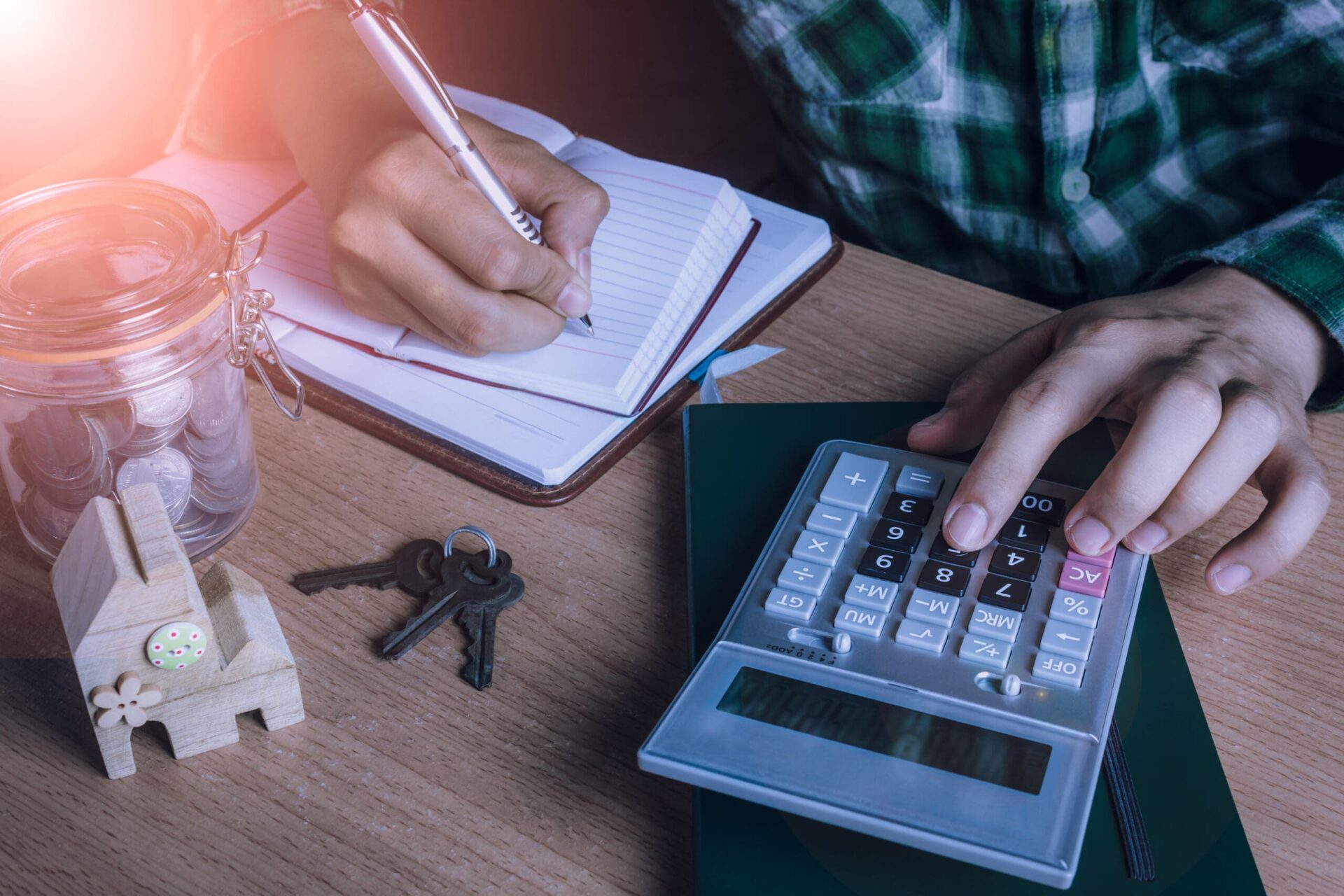 calculator and notebook