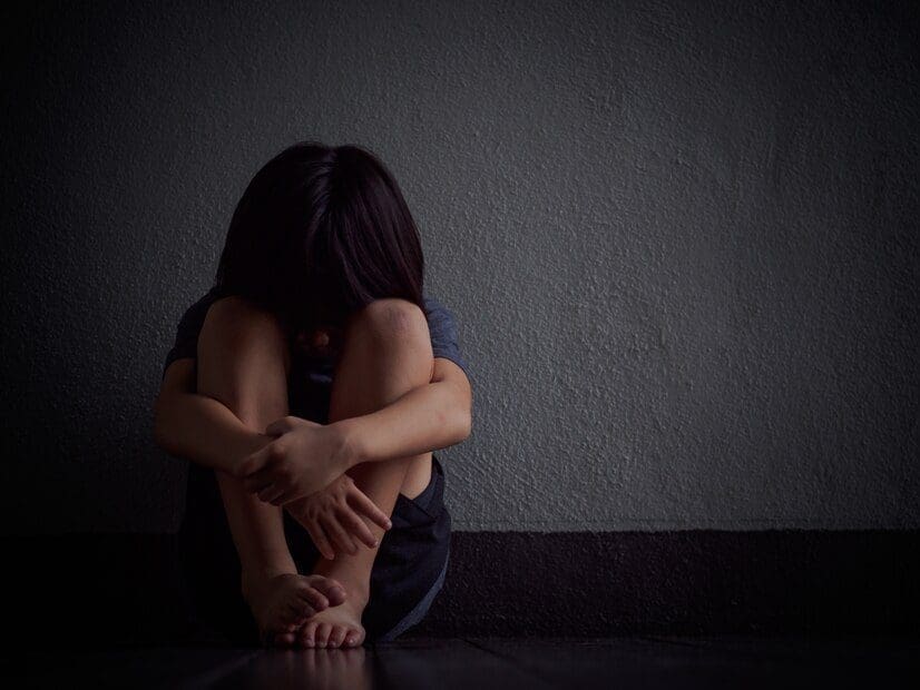 Sad and lonely little girl