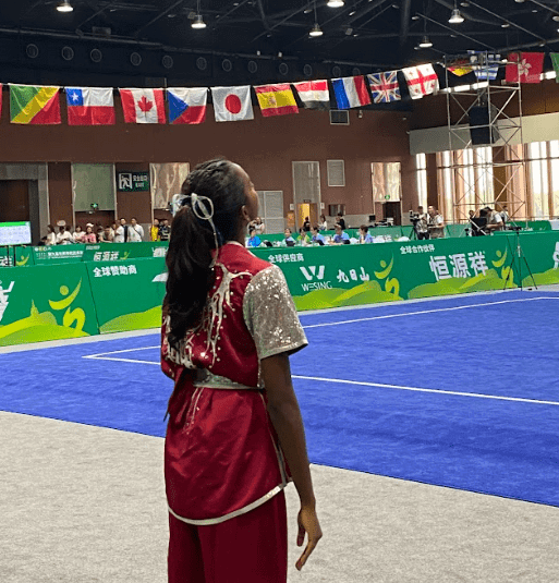 Jazmin in a wushu competition in Hong Kong