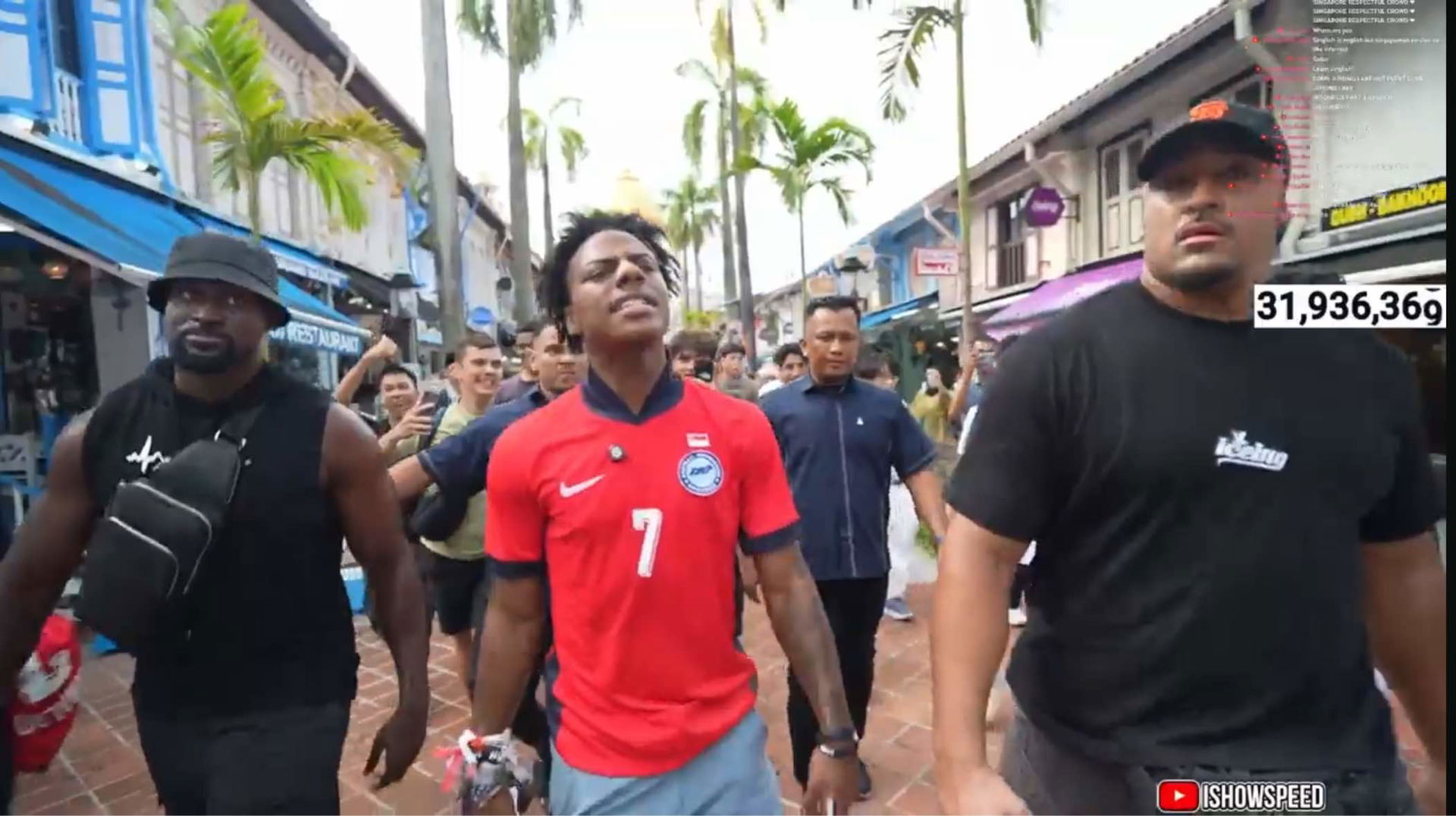 IShowSpeed walking at a street at Singapore