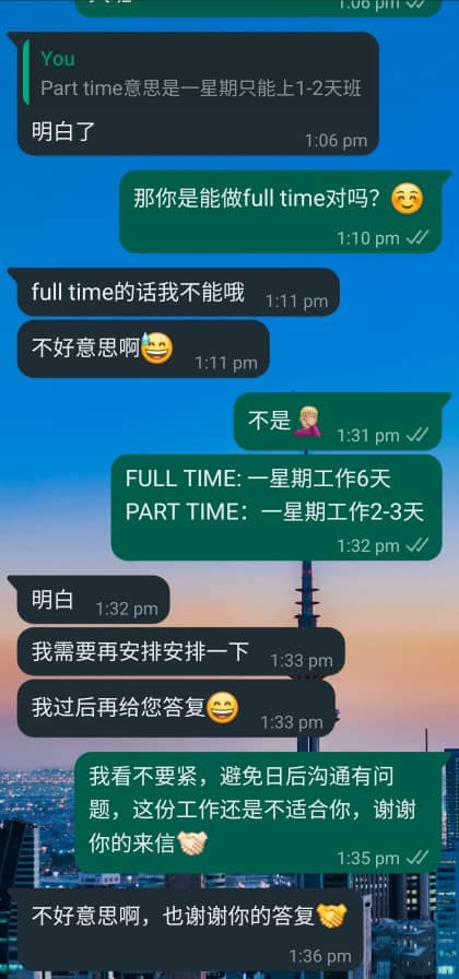 Job seeker ask for part time job 4