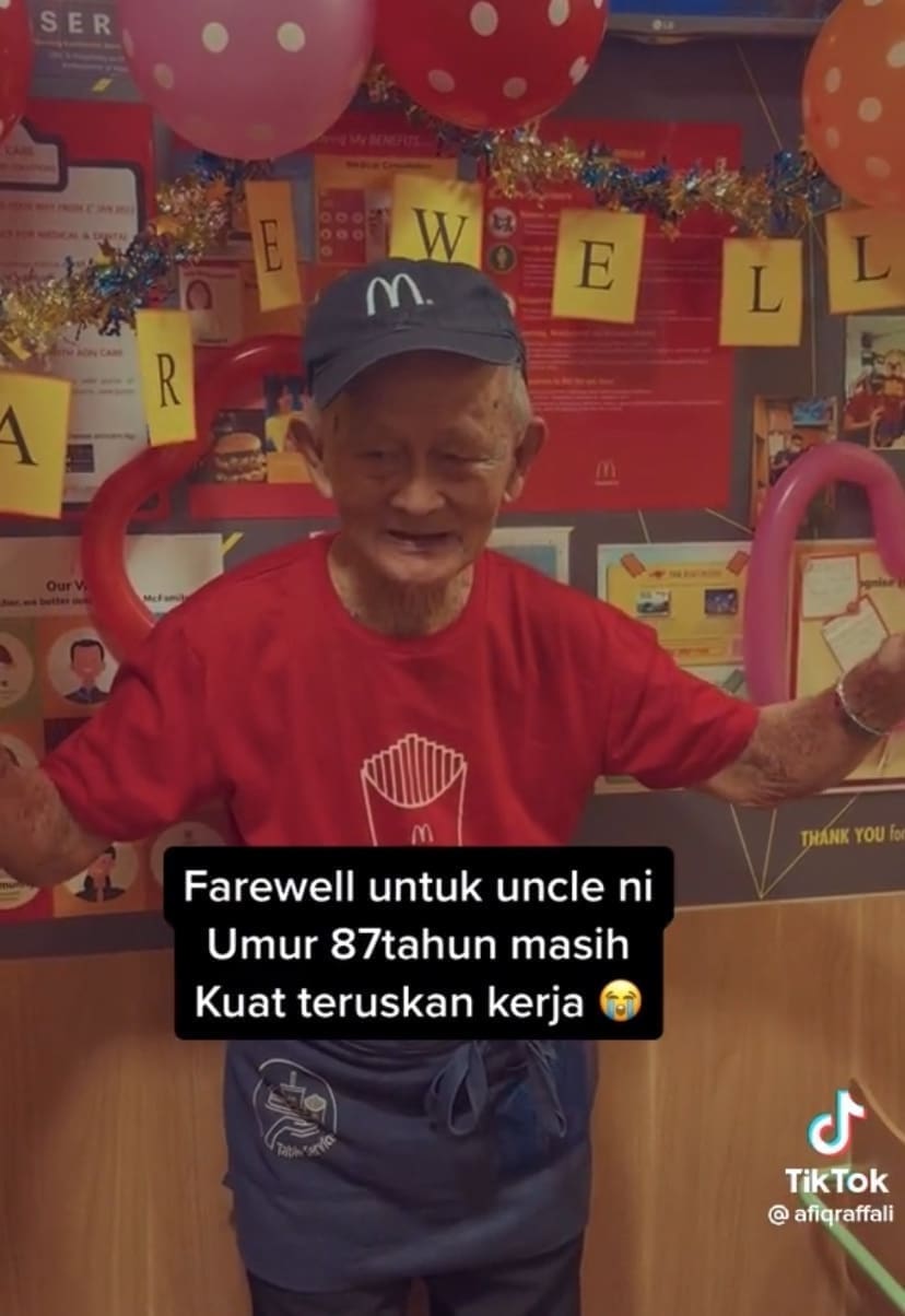 M'sians Touched By Video Of McD Employees Throwing A Retirement Party For 87yo Uncle